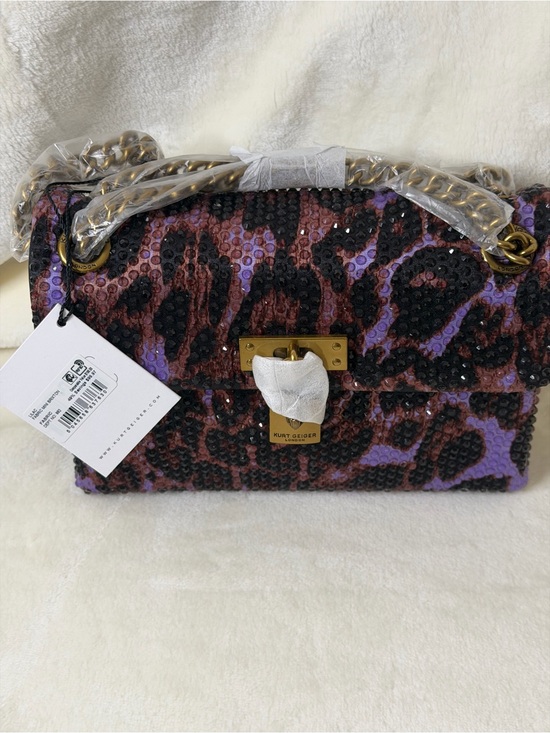 Kurt Geiger Handbags - Kurt Geiger Purple, Black & Brown Sequin Leopard Shoulder Bag